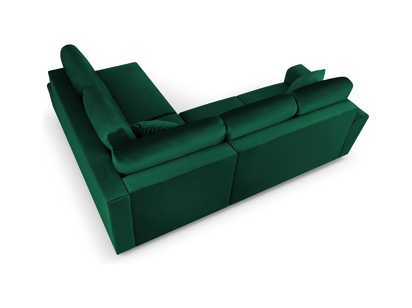 Cosmopolitan Design - Divano convertibile angolare destro con contenitore "Kyoto" 5 posti in velluto verde bottiglia - 243x194x88cm