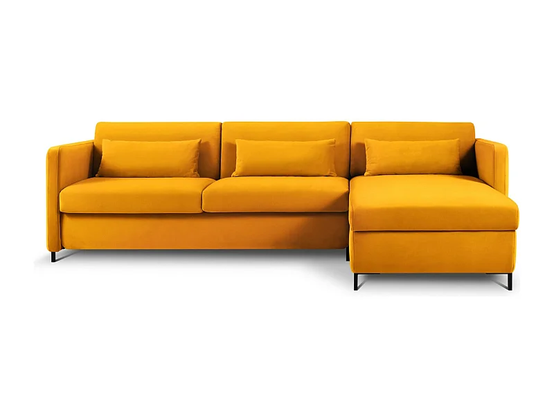 CXL by Christian Lacroix - 4-Sitzer ausklappbares Ecksofa rechts "Yanis" Sitzer aus Samt gelb - 260x170x80cm