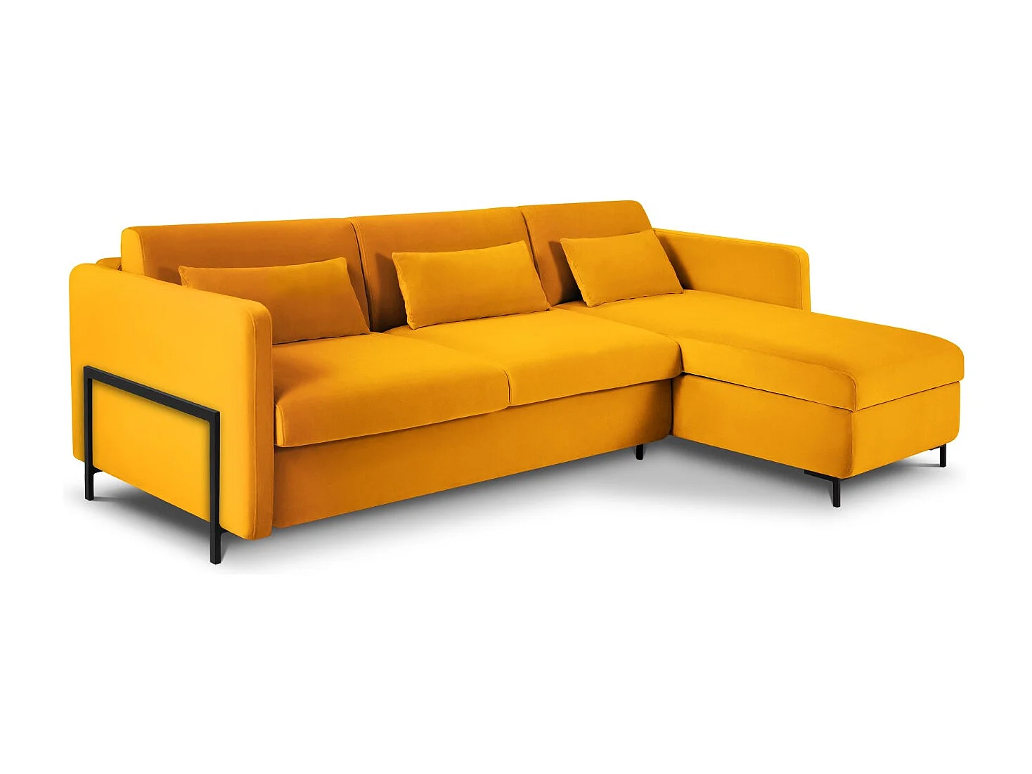 CXL by Christian Lacroix - 4-Sitzer ausklappbares Ecksofa rechts "Yanis" Sitzer aus Samt gelb - 260x170x80cm