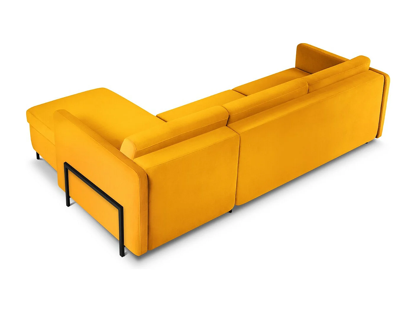 CXL by Christian Lacroix - 4-Sitzer ausklappbares Ecksofa rechts "Yanis" Sitzer aus Samt gelb - 260x170x80cm