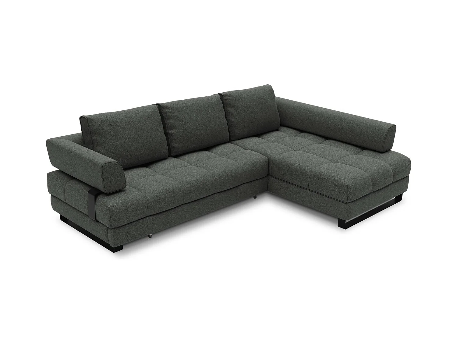 Cosmopolitan Design - Sofá convertível de canto direito com caixa de arrumação "Clinton" 5 lugares em tecido estrutural cinza escuro - 272x173x89cm