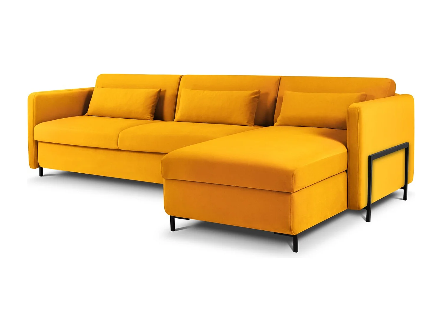 CXL by Christian Lacroix - 5-Sitzer ausklappbares Ecksofa rechts "Yanis" Sitzer aus Samt gelb - 280x170x80cm
