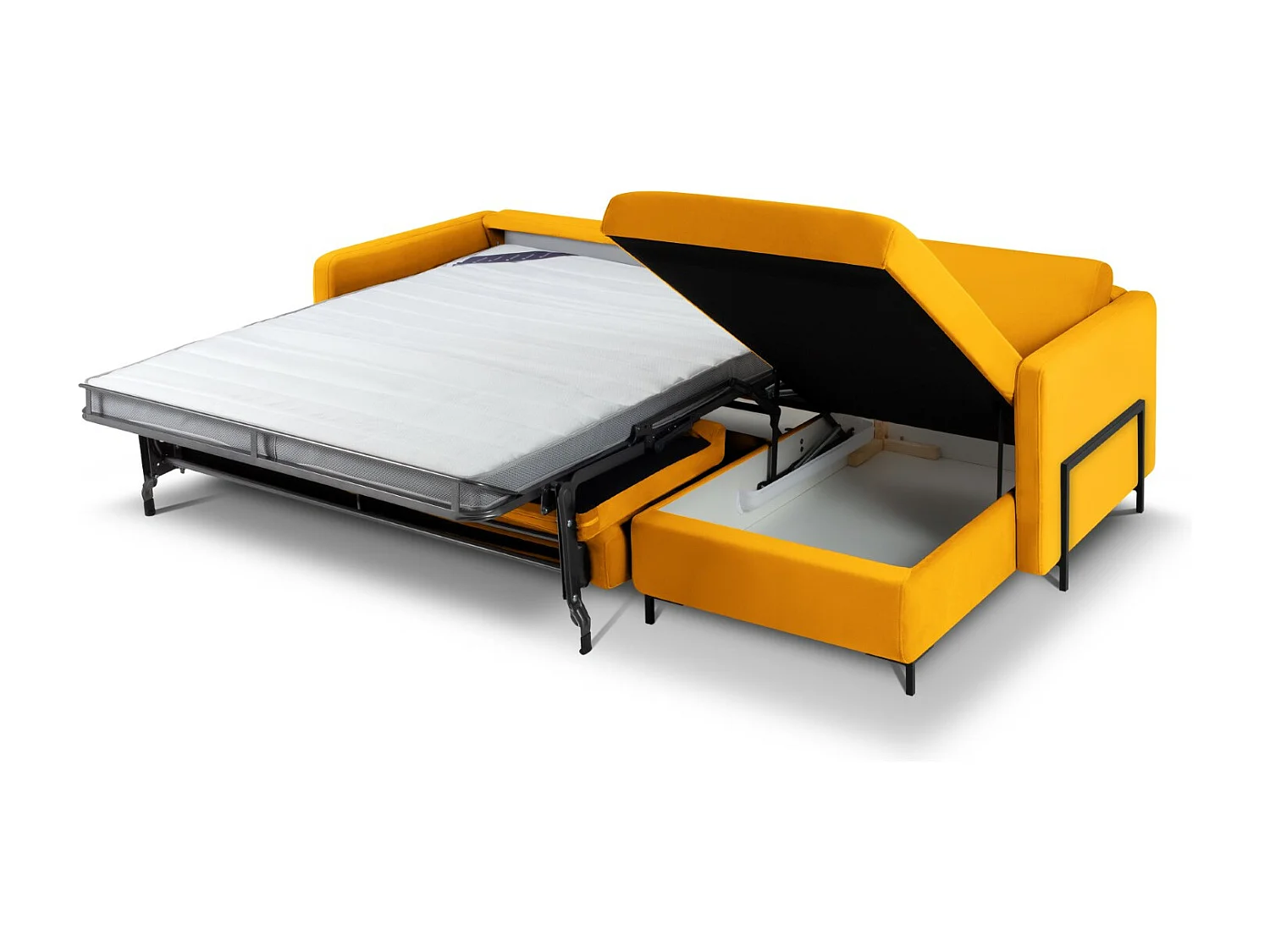 CXL by Christian Lacroix - 5-Sitzer ausklappbares Ecksofa rechts "Yanis" Sitzer aus Samt gelb - 280x170x80cm