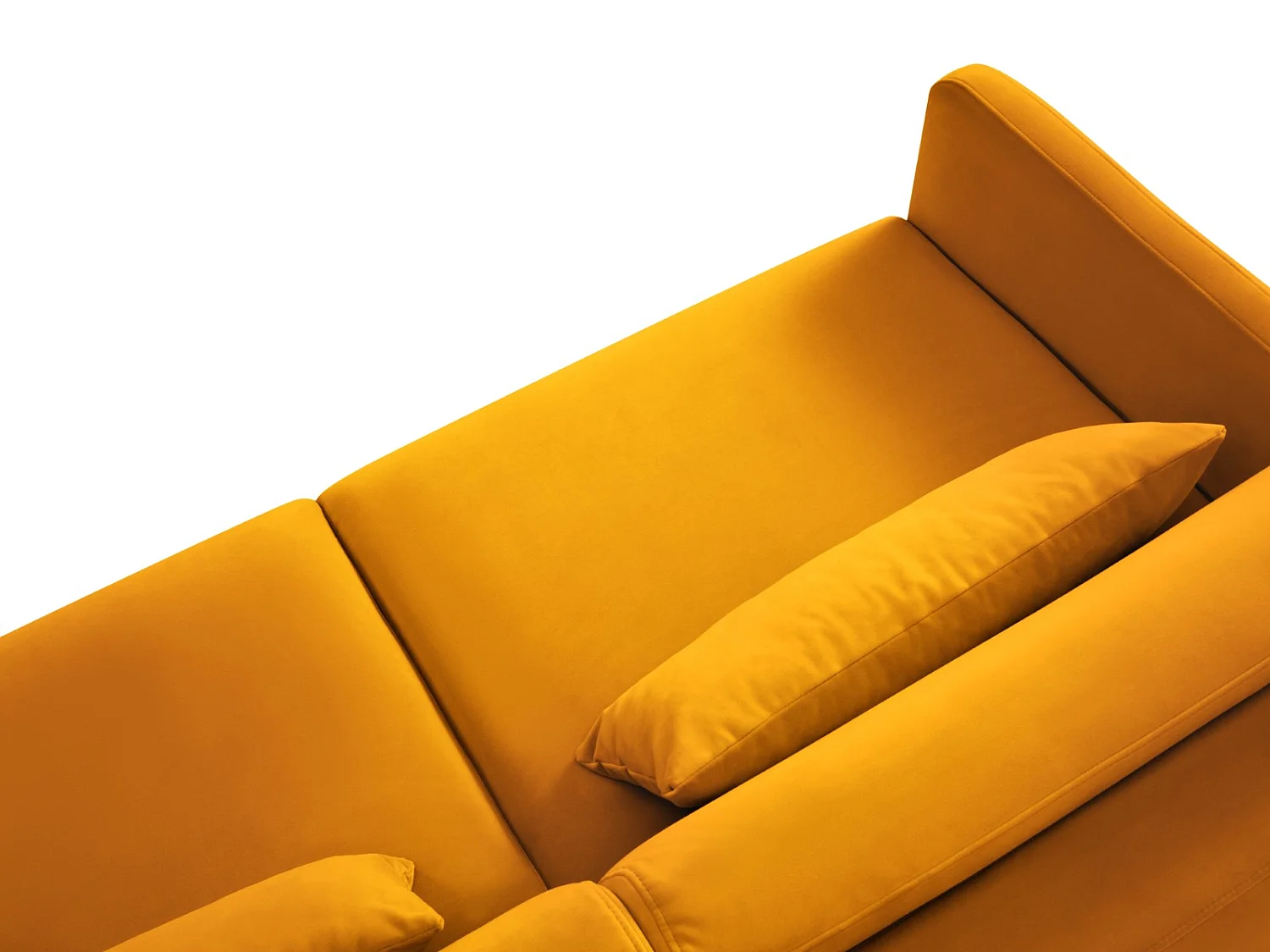 CXL by Christian Lacroix - Canapé d'angle droit convertible "Yanis" 5 places en velours jaune - 280x170x80cm