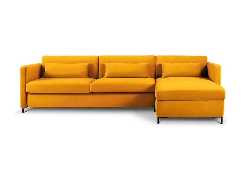 CXL by Christian Lacroix - Converteerbare hoekbank rechts "Yanis" 5 zitplaatsen, Flueel, GEEL - 280x170x80cm