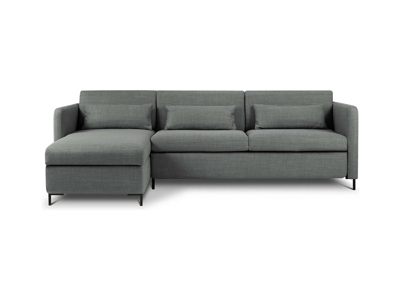 CXL by Christian Lacroix - Canapé d'angle gauche convertible avec coffre de rangement "Yanis" 4 places en tissu structurel gris - 260x170x80cm