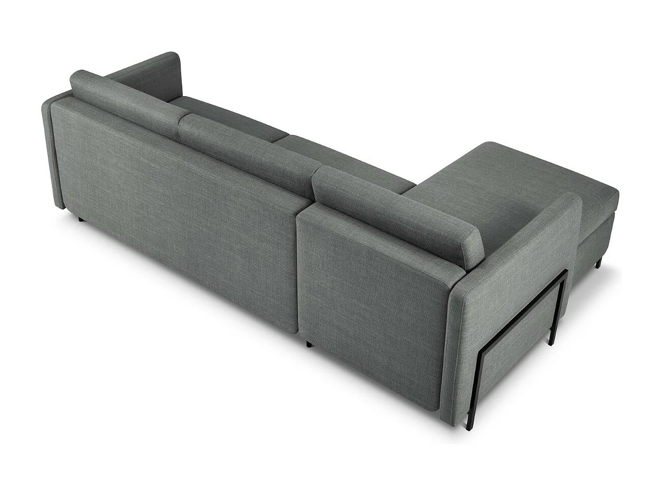 CXL by Christian Lacroix - Canapé d'angle gauche convertible avec coffre de rangement "Yanis" 4 places en tissu structurel gris - 260x170x80cm