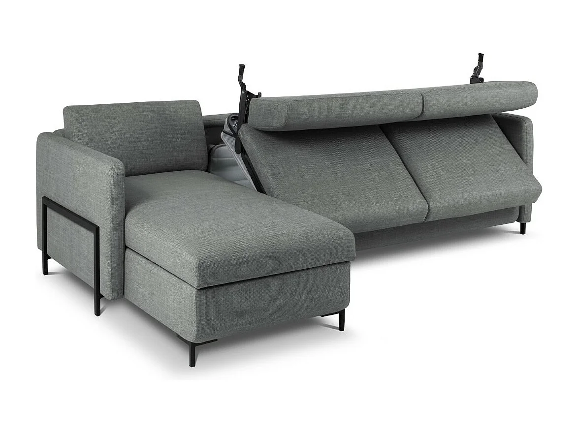 CXL by Christian Lacroix - Canapé d'angle gauche convertible avec coffre de rangement "Yanis" 4 places en tissu structurel gris - 260x170x80cm