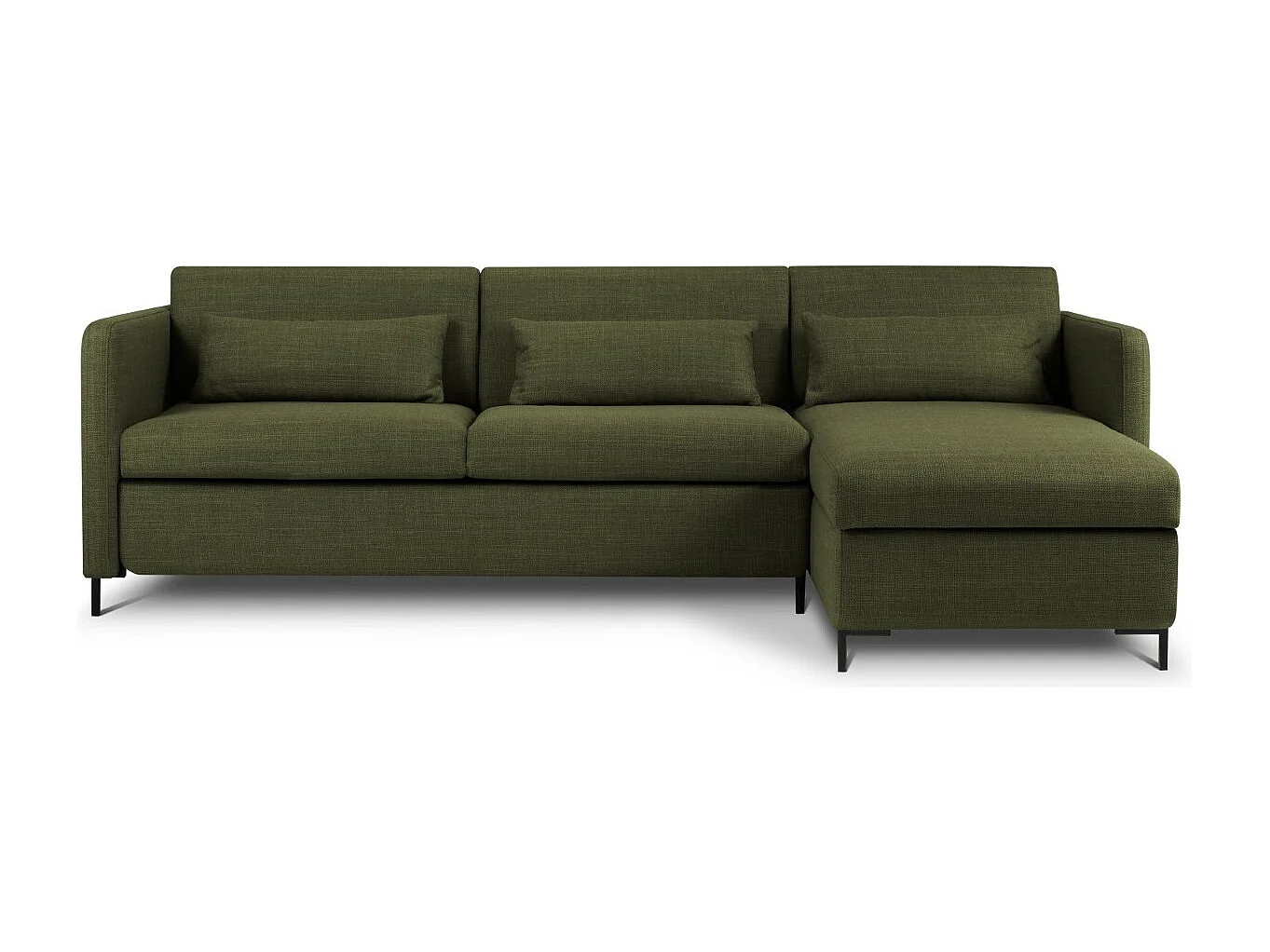 CXL by Christian Lacroix - Canapé d'angle droit convertible avec coffre de rangement "Yanis" 4 places en tissu structurel vert - 260x170x80cm