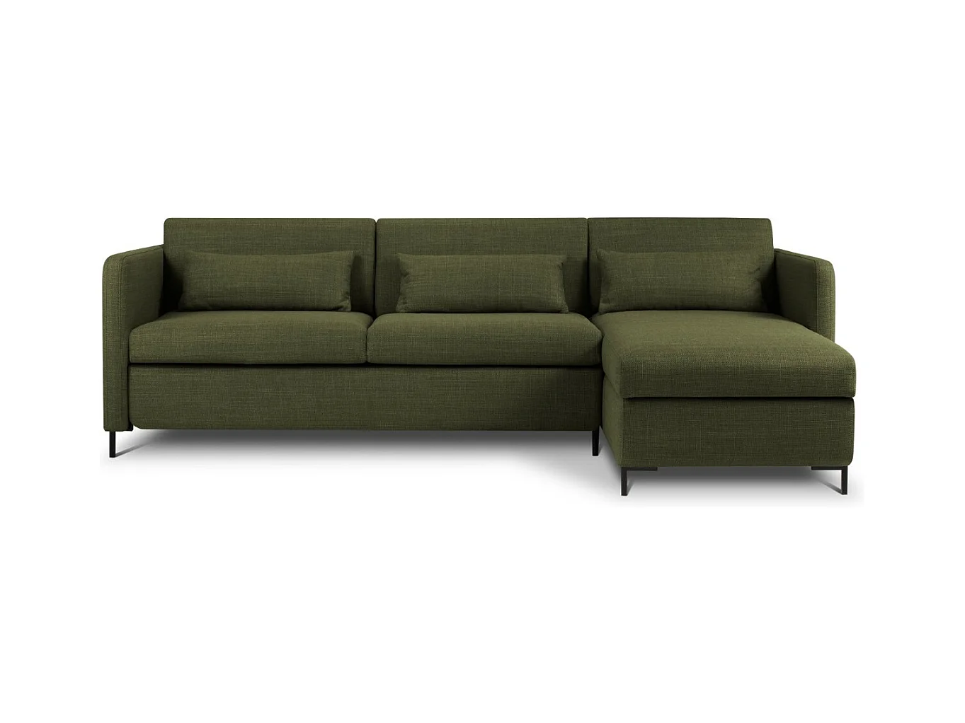 CXL by Christian Lacroix - Canapé d'angle droit convertible avec coffre de rangement "Yanis" 4 places en tissu structurel vert - 260x170x80cm