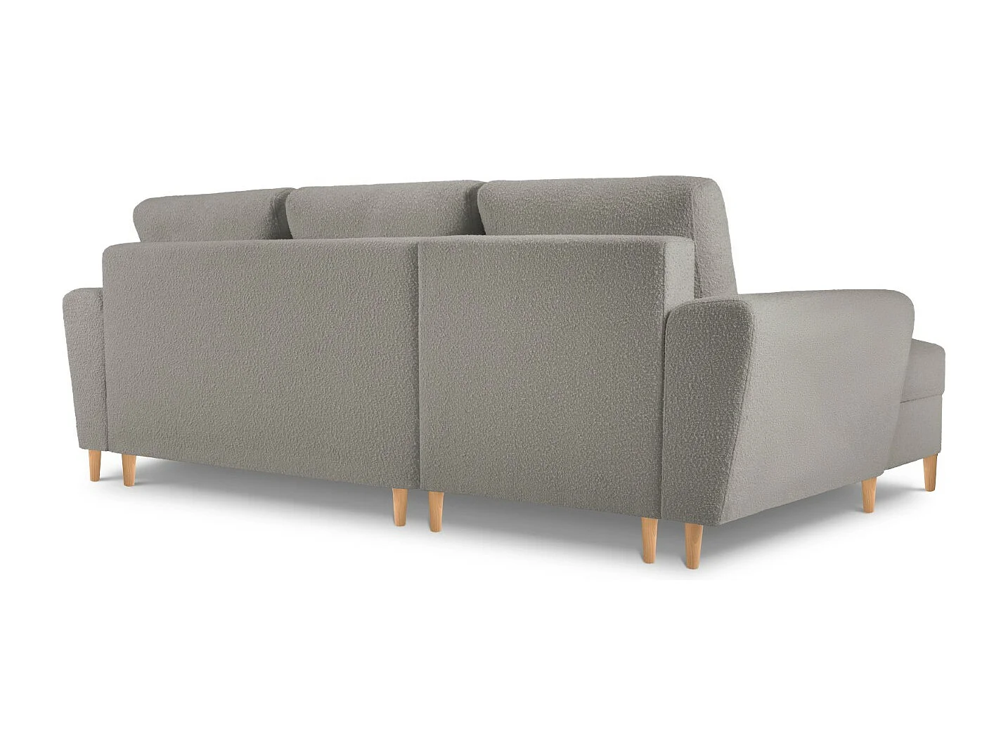 Cosmopolitan Design - 4-Sitzer ausklappbares Ecksofa links mit Container "Kyoto" aus Boucle grau - 241x145x88cm