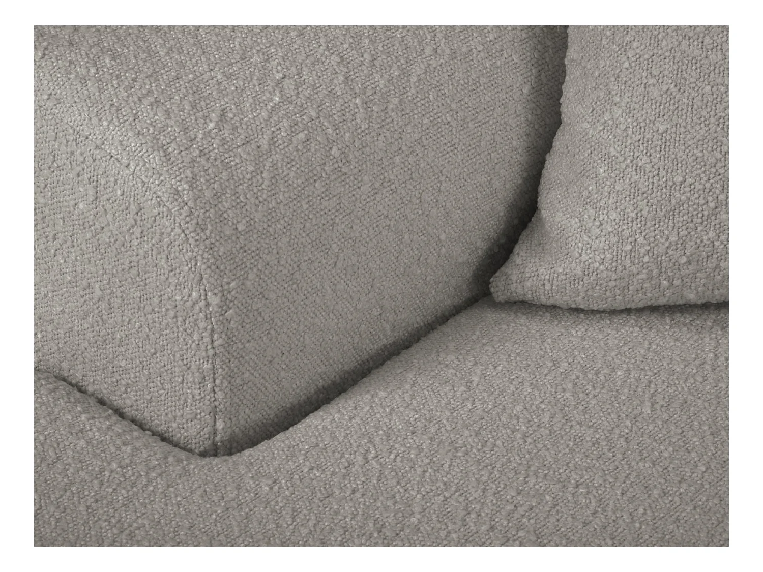 Cosmopolitan Design - 4-Sitzer ausklappbares Ecksofa links mit Container "Kyoto" aus Boucle grau - 241x145x88cm