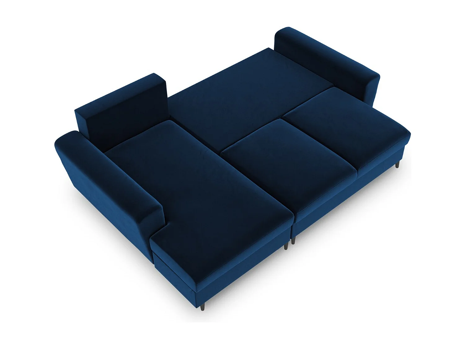 Cosmopolitan Design - Canapé d'angle gauche convertible avec coffre de rangement "Kyoto" 4 places en velours bleu roi - 241x145x88cm
