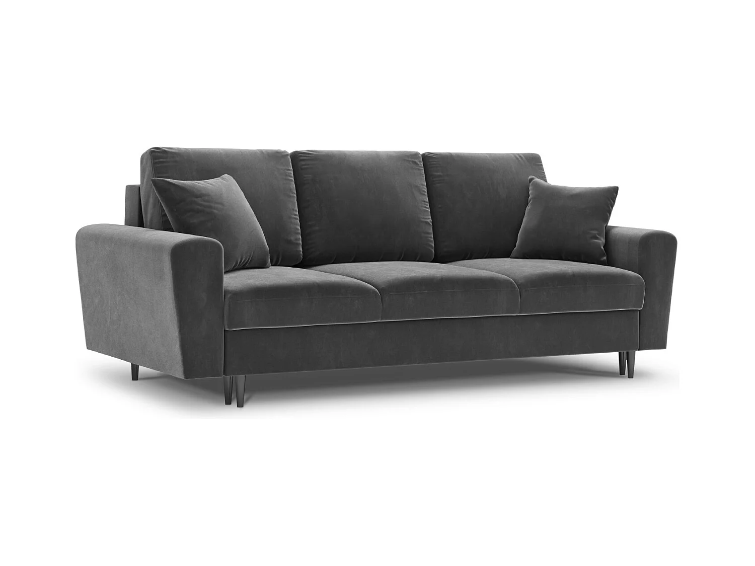 Cosmopolitan Design - 3-Sitzer ausklappbares Sofa mit Bettkasten "Kyoto" aus Samt hellgrau - 235x100x88cm