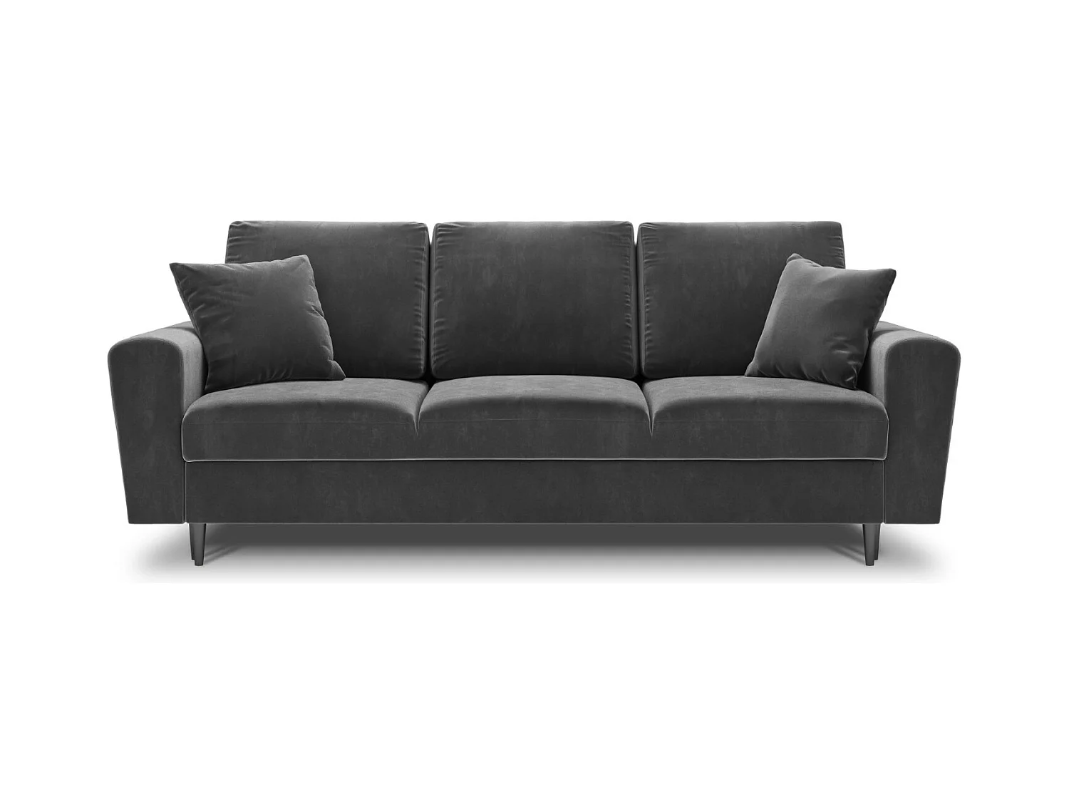Cosmopolitan Design - 3-Sitzer ausklappbares Sofa mit Bettkasten "Kyoto" aus Samt hellgrau - 235x100x88cm
