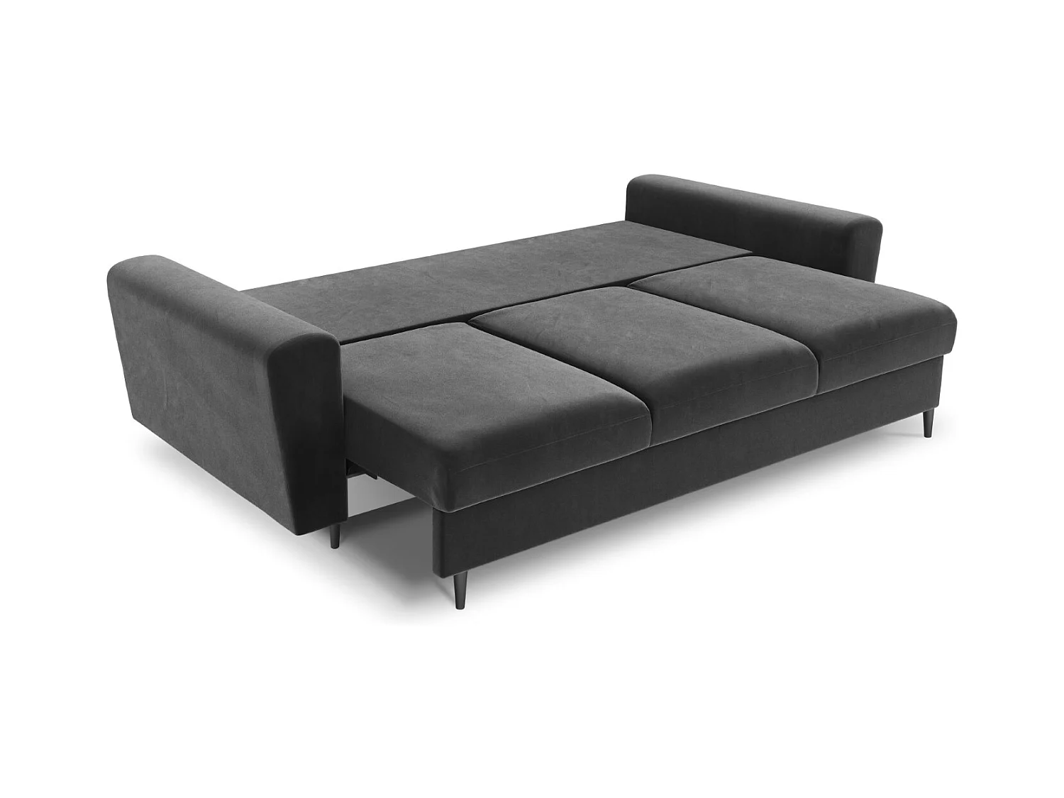 Cosmopolitan Design - 3-Sitzer ausklappbares Sofa mit Bettkasten "Kyoto" aus Samt hellgrau - 235x100x88cm