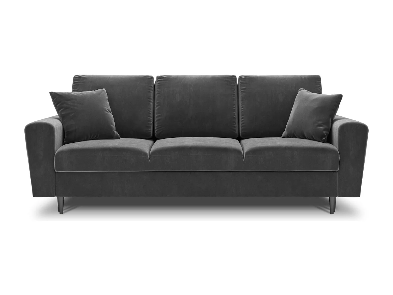 Cosmopolitan Design - Canapé convertible avec coffre de rangement "Kyoto" 3 places en velours gris clair - 235x100x88cm