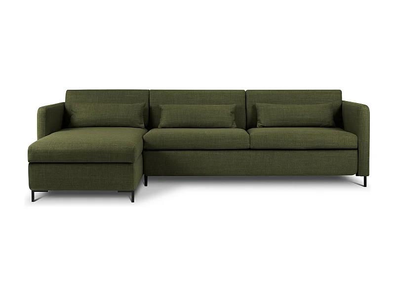 CXL by Christian Lacroix - 5-Sitzer ausklappbares Ecksofa links mit Container "Yanis" Sitzer aus strukturiertem Stoff grün - 280x170x80cm