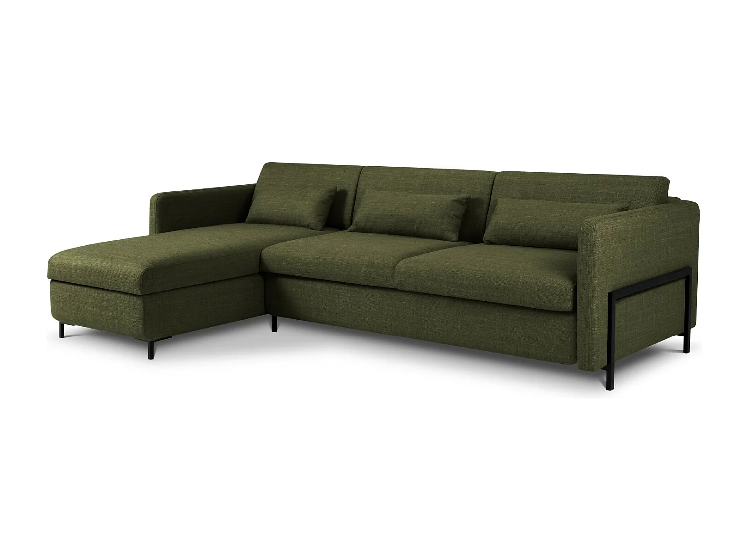 CXL by Christian Lacroix - Canapé d'angle gauche convertible avec coffre de rangement "Yanis" 5 places en tissu structurel vert - 280x170x80cm