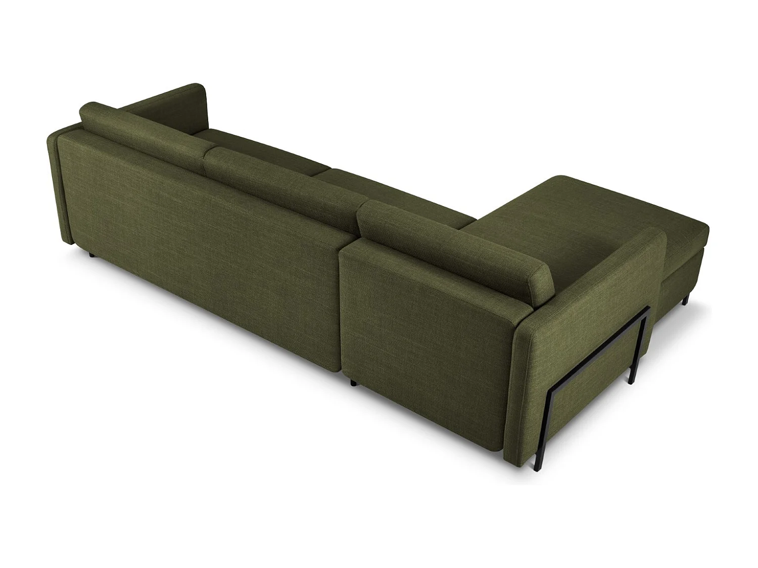 CXL by Christian Lacroix - Canapé d'angle gauche convertible avec coffre de rangement "Yanis" 5 places en tissu structurel vert - 280x170x80cm