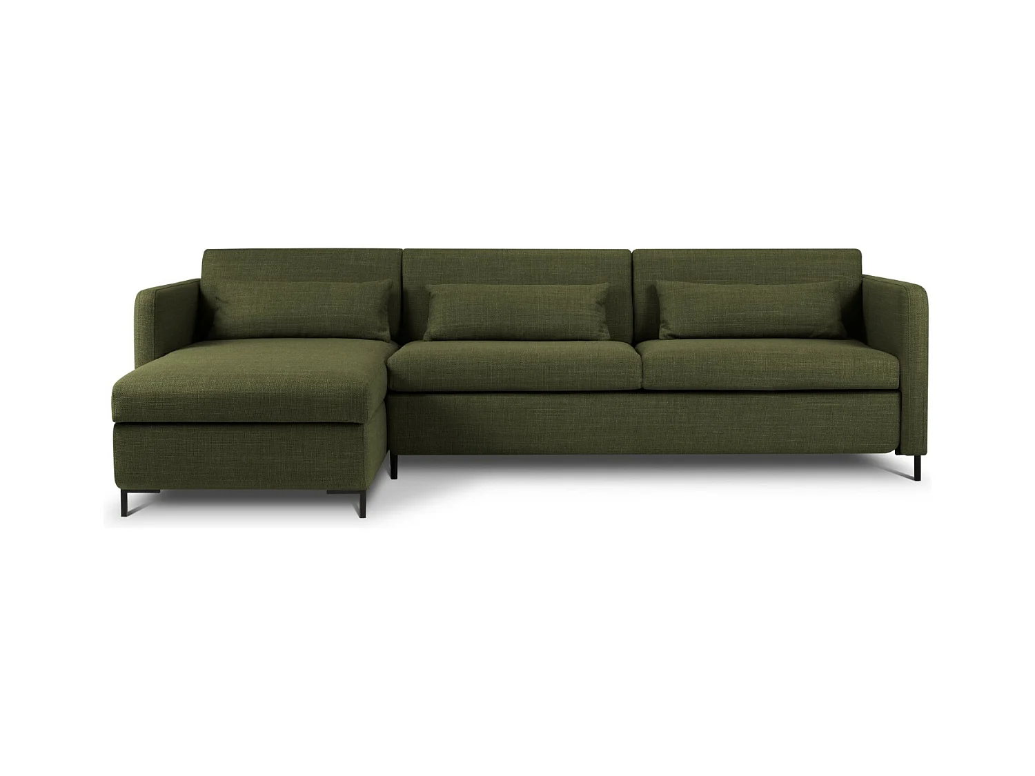 CXL by Christian Lacroix - Uitklapbare hoekbank links met opbergdoos "Yanis" 5 zitplaatsen, Structurele stof, Groente - 280x170x80cm