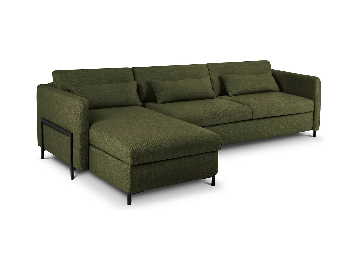 CXL by Christian Lacroix - Canapé d'angle gauche convertible avec coffre de rangement "Yanis" 5 places en tissu structurel vert - 280x170x80cm