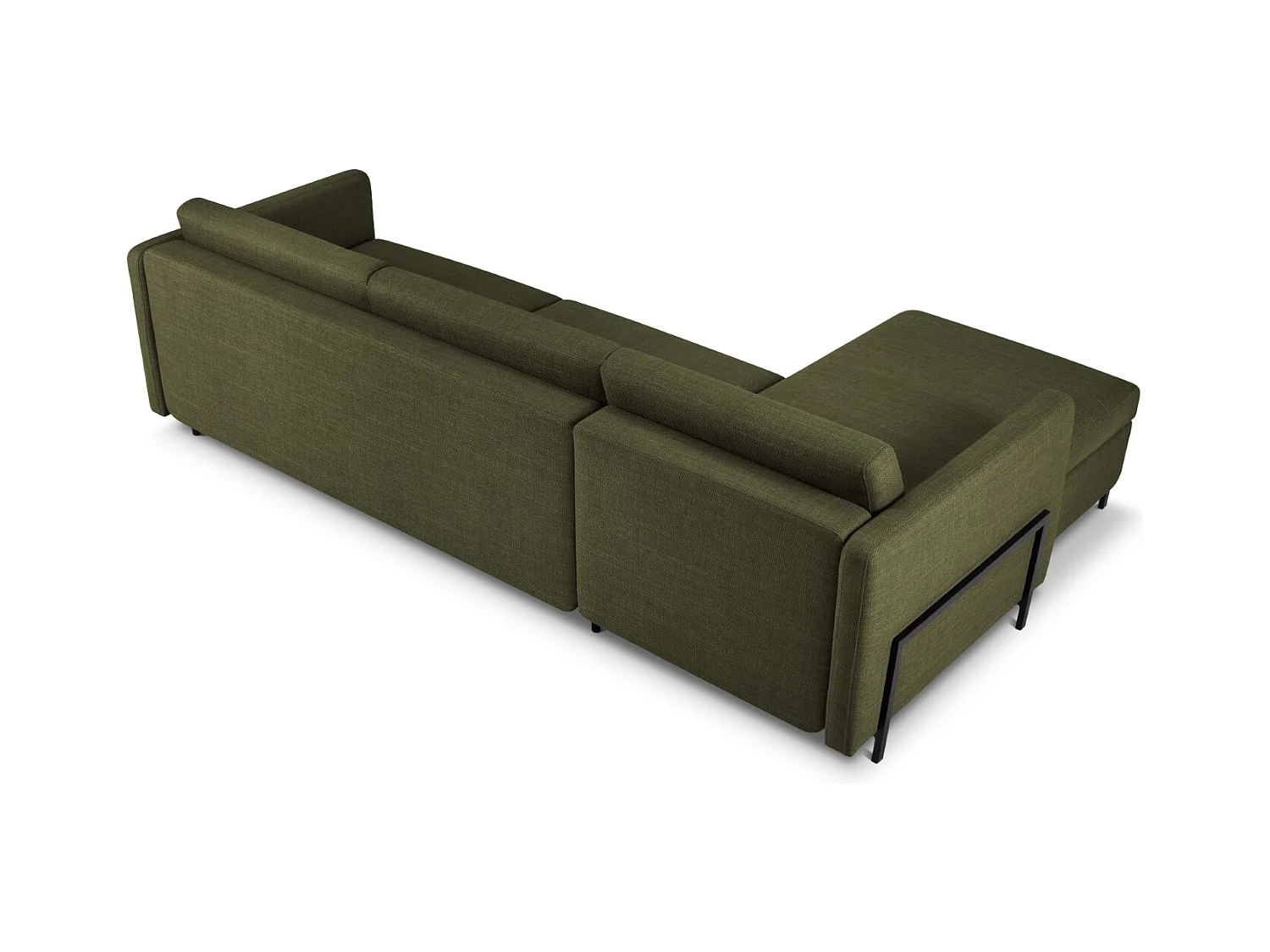 CXL by Christian Lacroix - Canapé d'angle gauche convertible avec coffre de rangement "Yanis" 5 places en tissu structurel vert - 280x170x80cm