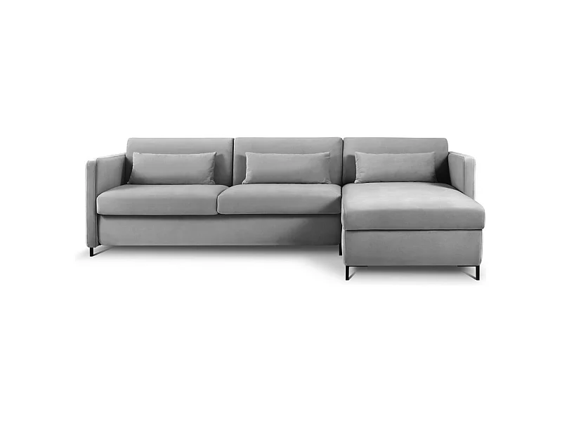 CXL by Christian Lacroix - 4-Sitzer ausklappbares Ecksofa rechts "Yanis" Sitzer aus Samt grau - 260x170x80cm