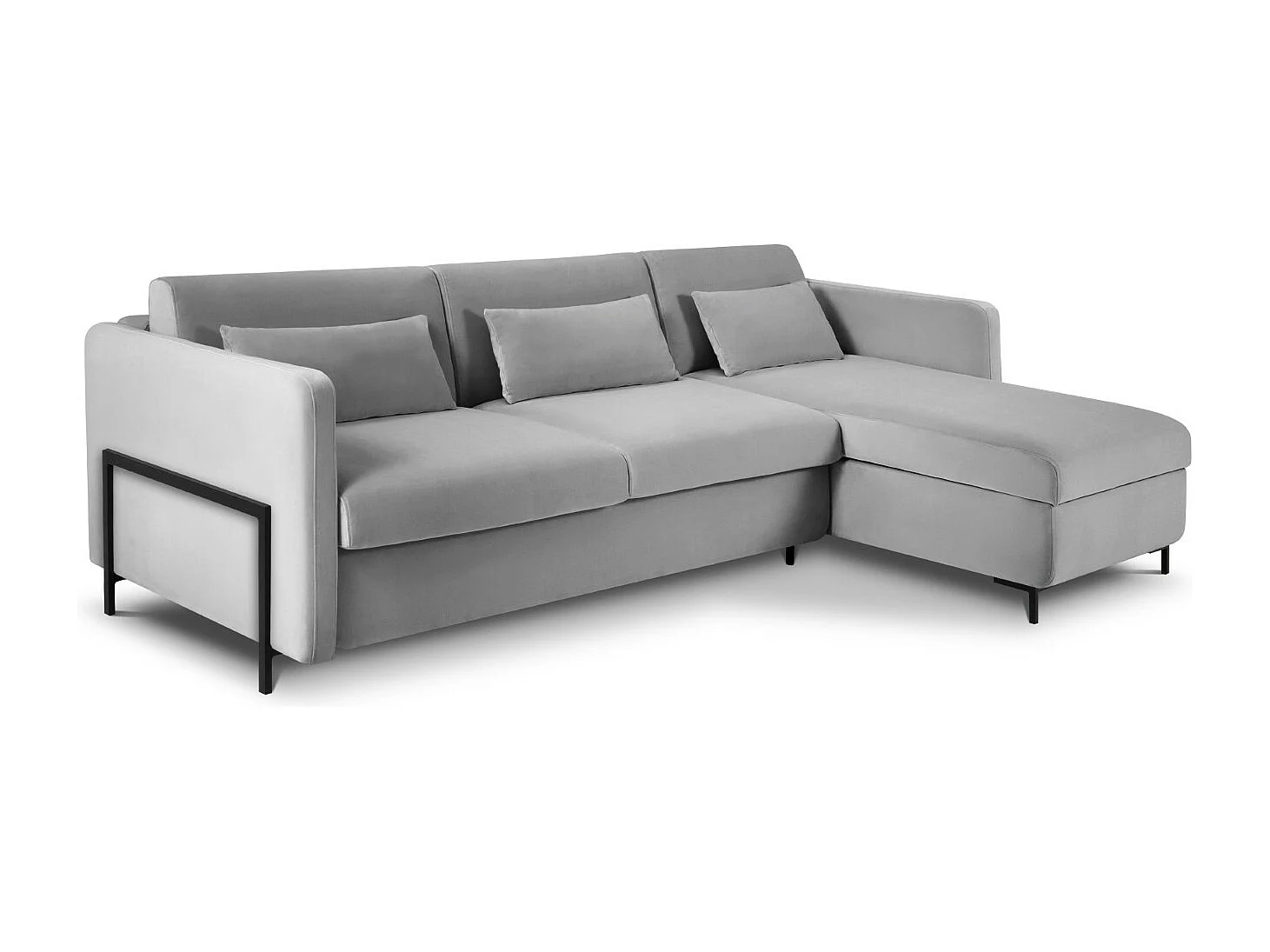 CXL by Christian Lacroix - Sofá cama esquinero derecho "Yanis" 4 plazas de terciopelo gris - 260x170x80cm