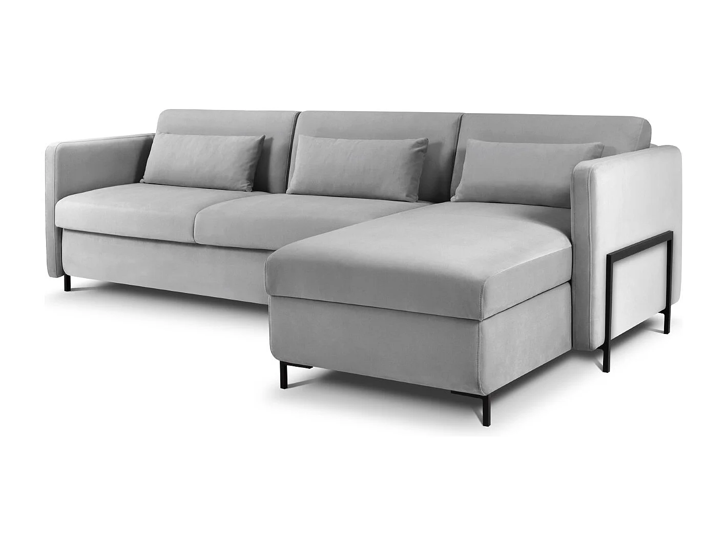 CXL by Christian Lacroix - Sofá cama esquinero derecho "Yanis" 4 plazas de terciopelo gris - 260x170x80cm