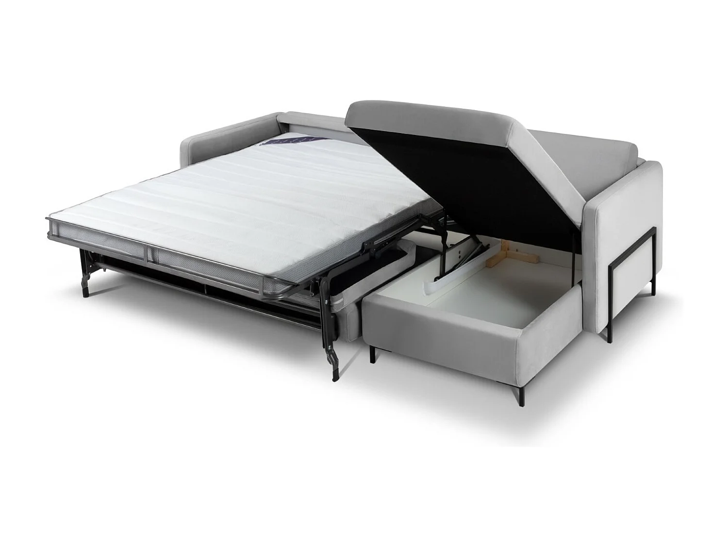 CXL by Christian Lacroix - Converteerbare hoekbank rechts "Yanis" 4 zitplaatsen, Flueel, Grijs - 260x170x80cm