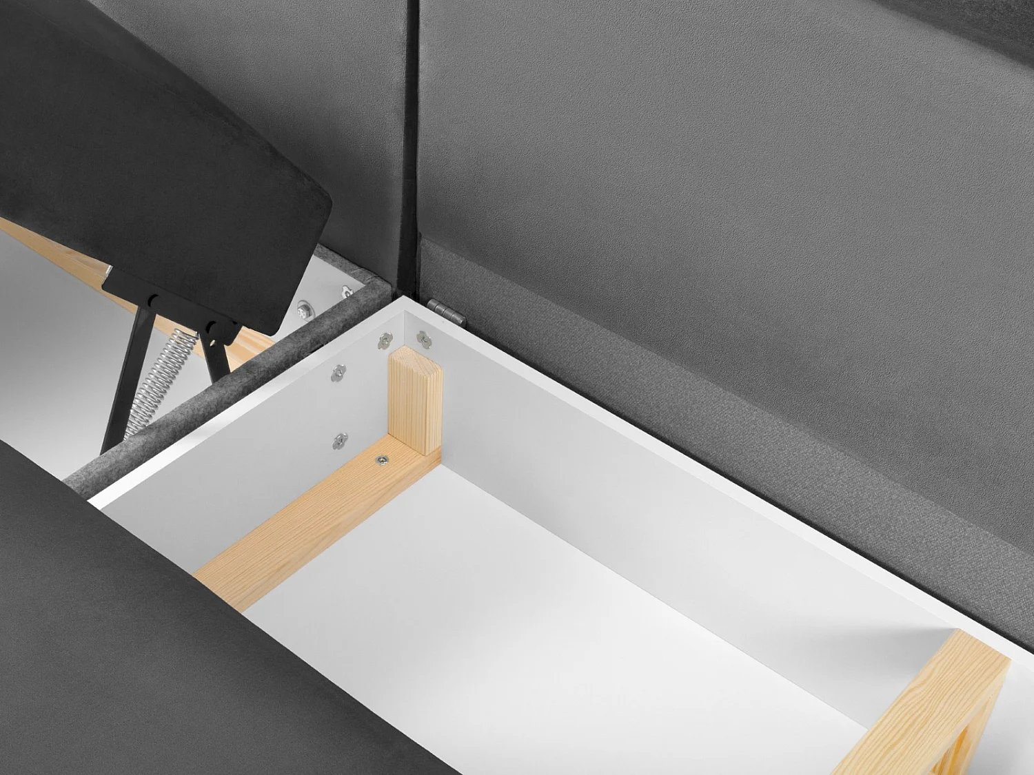 Cosmopolitan Design - Sofa panoramiczna prawa rozkładana ze schowkiem, "Kyoto" 7 miejsc welur, szary jasny - 313x194x88cm