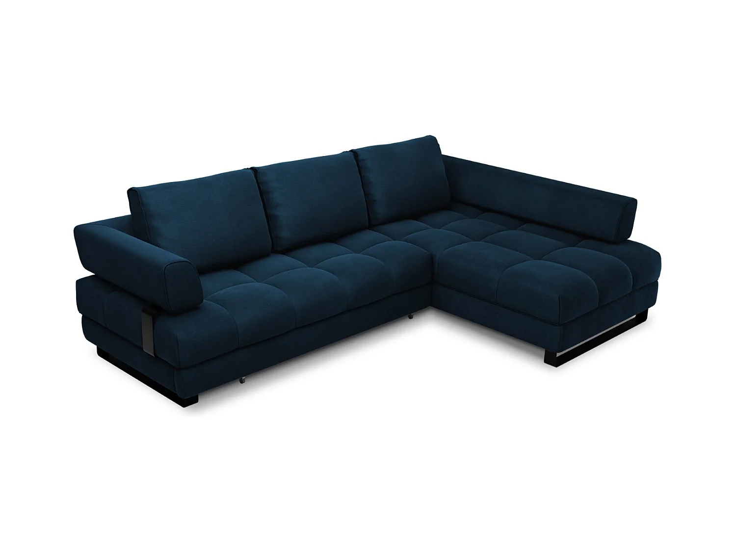 Cosmopolitan Design - Converteerbare hoekbank rechts met opbergdoos "Clinton" 5 zitplaatsen, Flueel, Koningsblauw - 272x173x89cm
