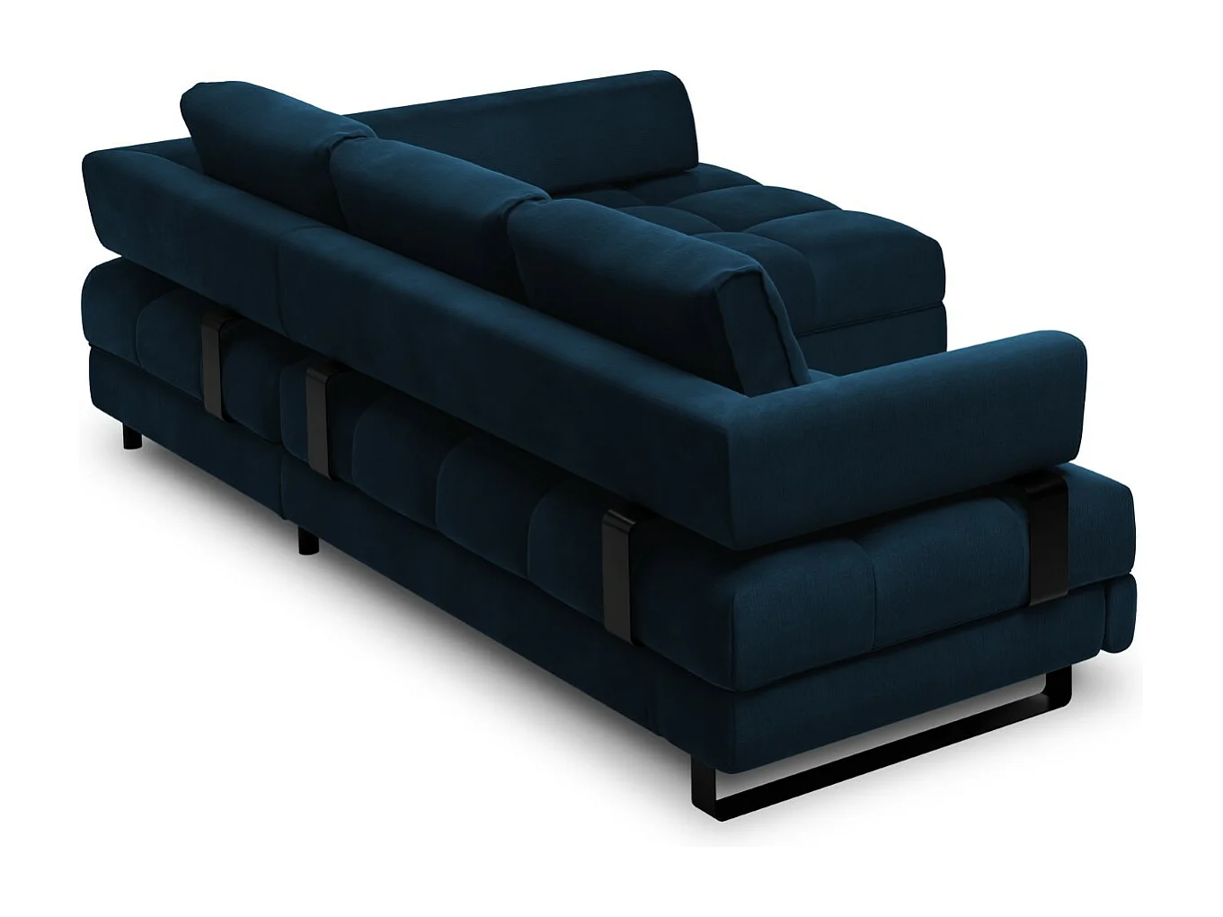 Cosmopolitan Design - Canapé d'angle droit convertible avec coffre de rangement "Clinton" 5 places en velours bleu roi - 272x173x89cm