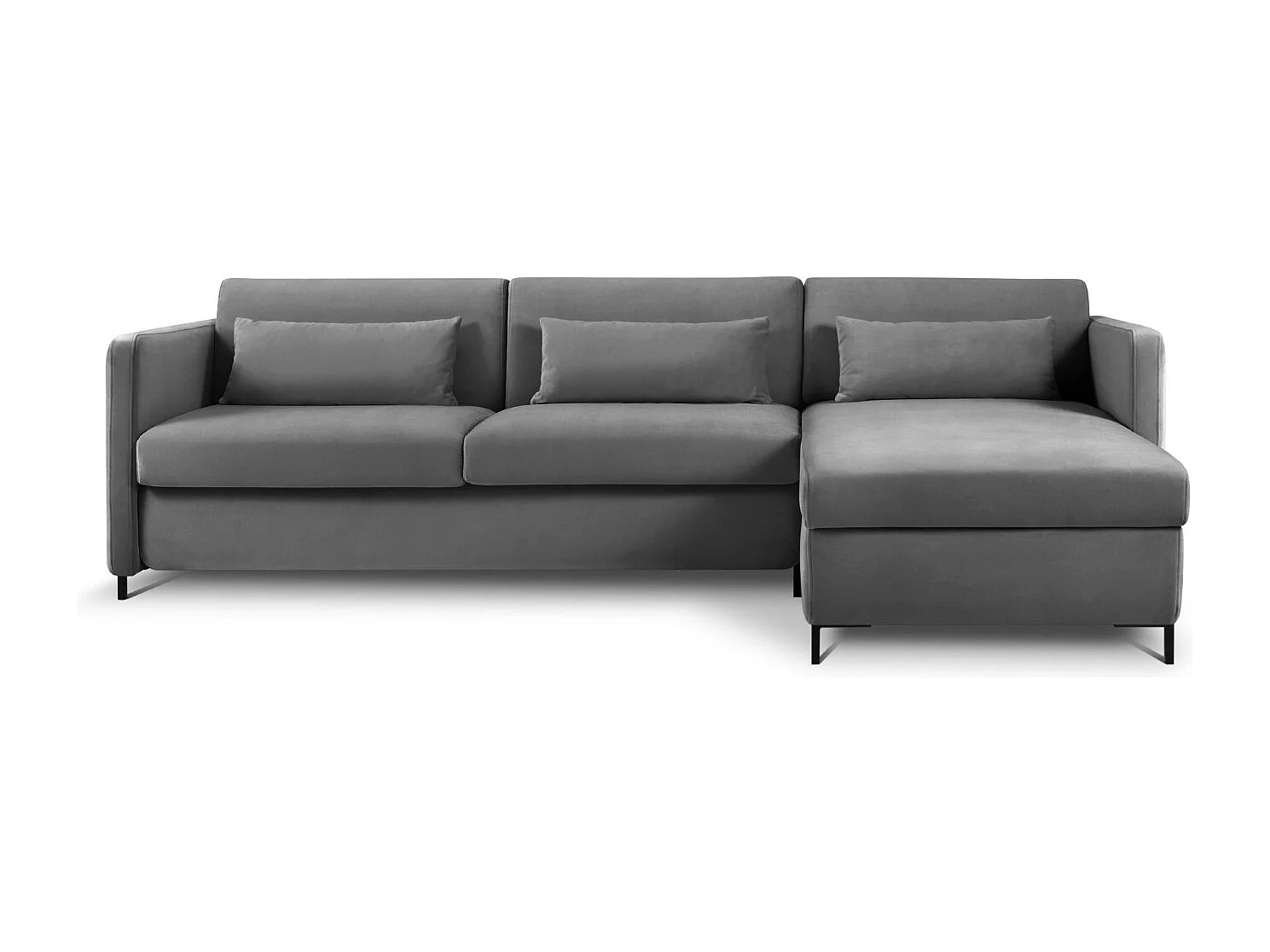 CXL by Christian Lacroix - 4-Sitzer ausklappbares Ecksofa rechts "Yanis" Sitzer aus Samt dunkelgrau - 260x170x80cm