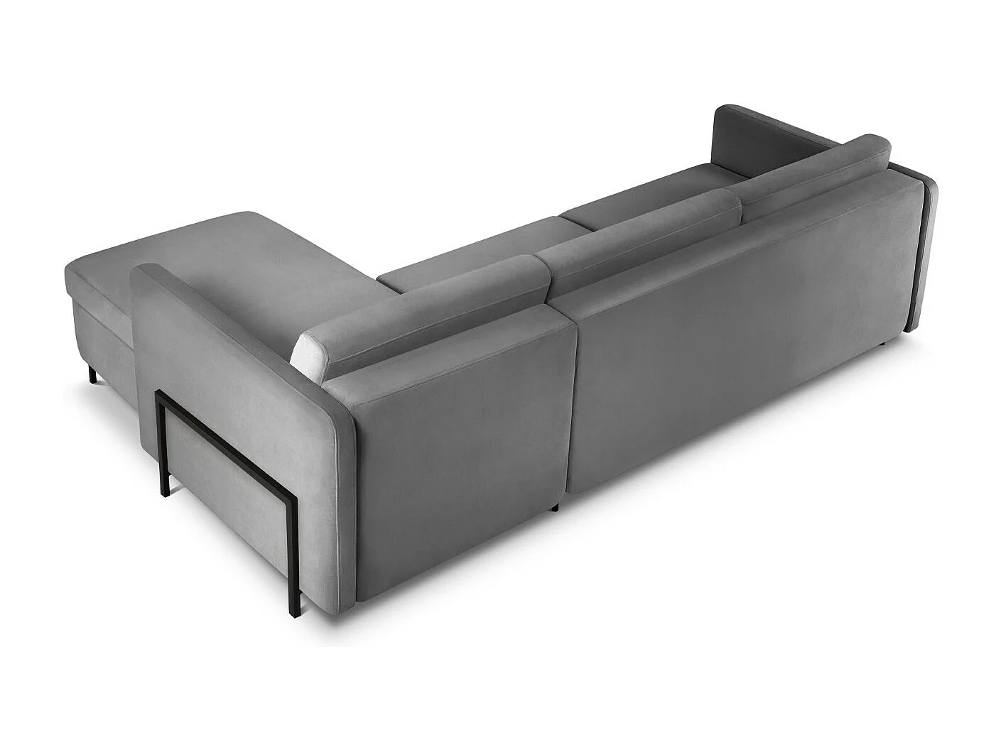 CXL by Christian Lacroix - 4-Sitzer ausklappbares Ecksofa rechts "Yanis" Sitzer aus Samt dunkelgrau - 260x170x80cm