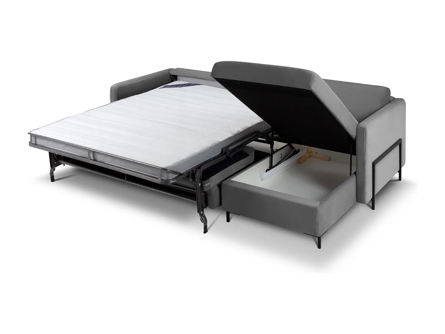 CXL by Christian Lacroix - 4-Sitzer ausklappbares Ecksofa rechts "Yanis" Sitzer aus Samt dunkelgrau - 260x170x80cm