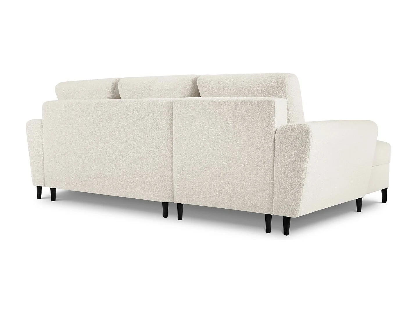 Cosmopolitan Design - 4-Sitzer ausklappbares Ecksofa links mit Container "Kyoto" aus Boucle beige - 241x145x88cm