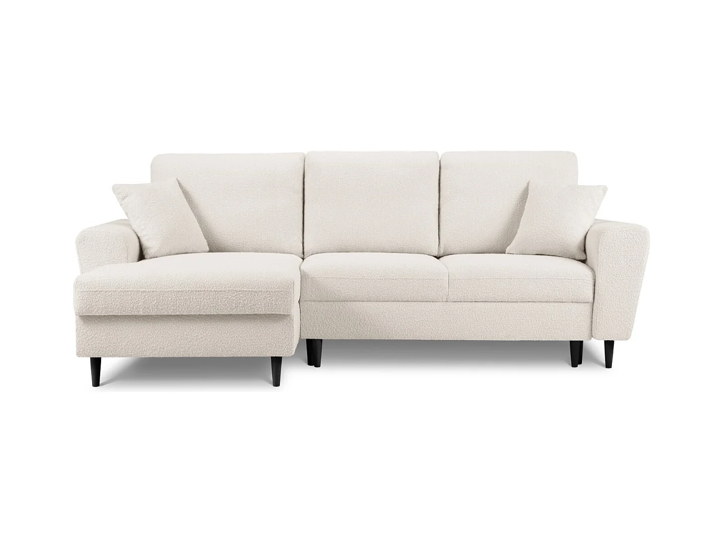 Cosmopolitan Design - Canapé d'angle gauche convertible avec coffre de rangement "Kyoto" 4 places en bouclé beige - 241x145x88cm