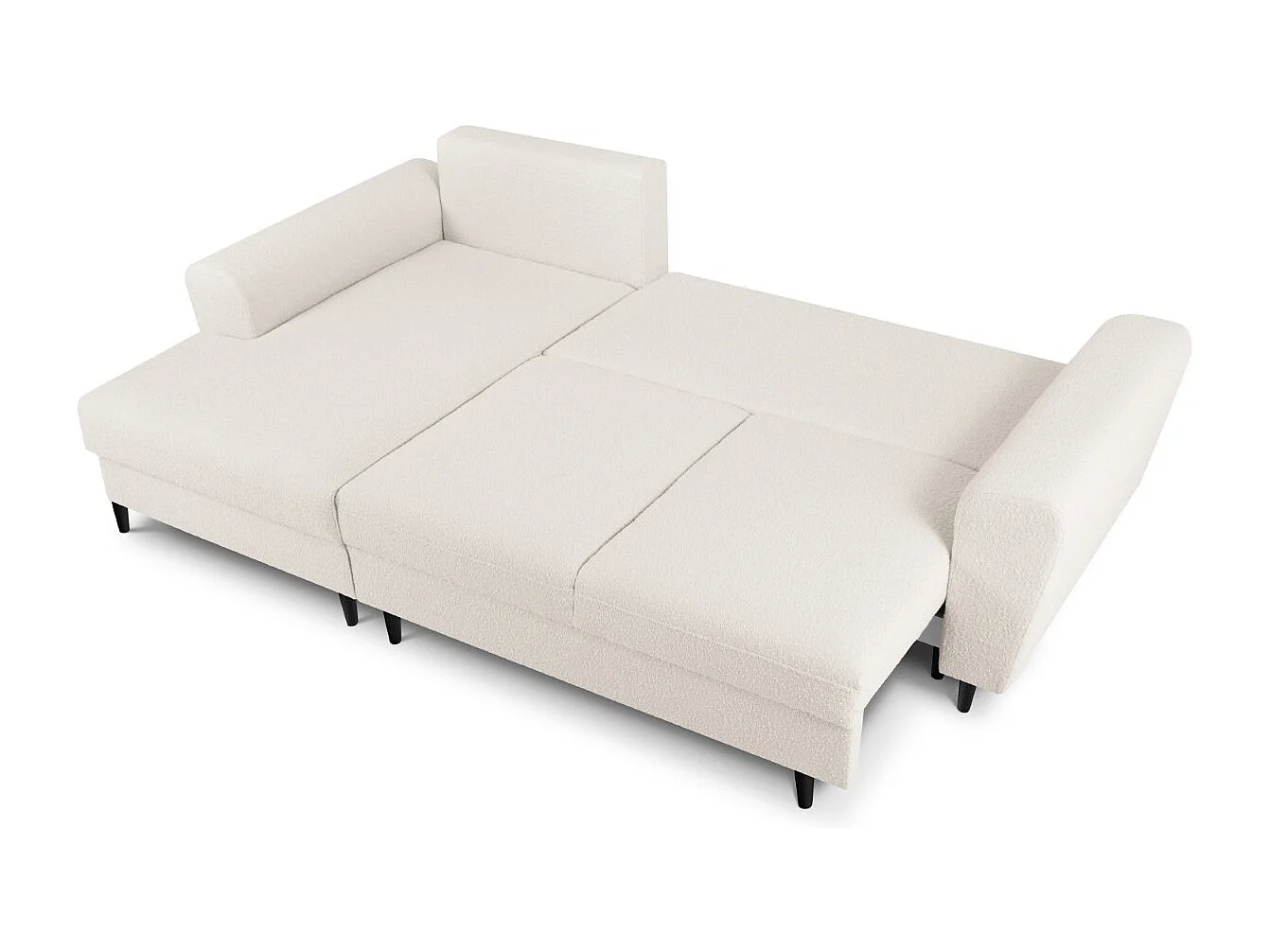 Cosmopolitan Design - Canapé d'angle gauche convertible avec coffre de rangement "Kyoto" 4 places en bouclé beige - 241x145x88cm