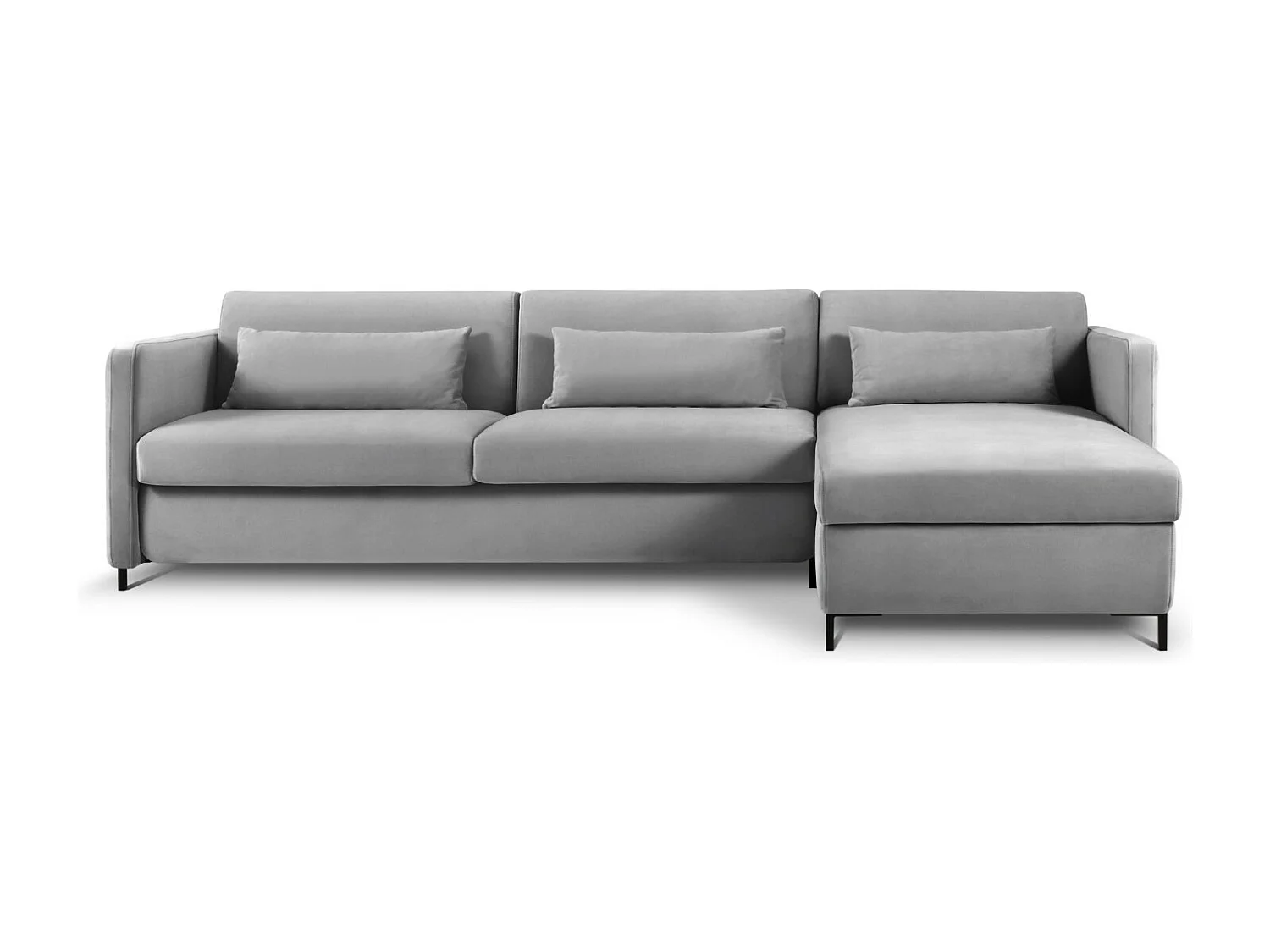 CXL by Christian Lacroix - Canapé d'angle droit convertible "Yanis" 5 places en velours gris - 280x170x80cm