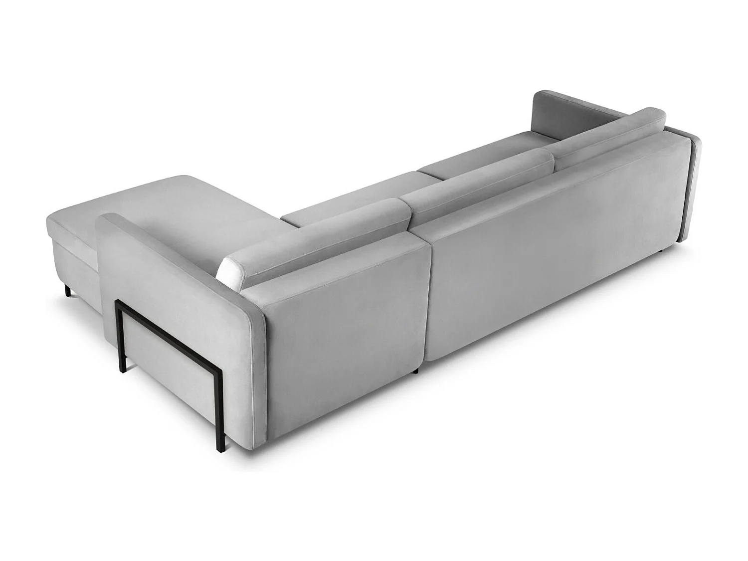 CXL by Christian Lacroix - Canapé d'angle droit convertible "Yanis" 5 places en velours gris - 280x170x80cm