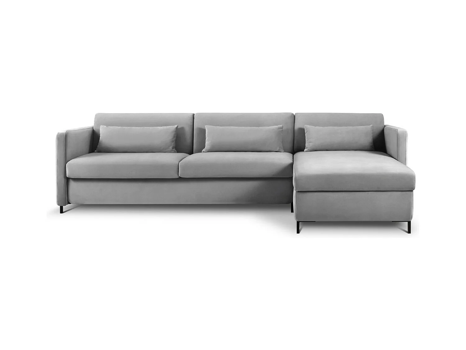 CXL by Christian Lacroix - Canapé d'angle droit convertible "Yanis" 5 places en velours gris - 280x170x80cm