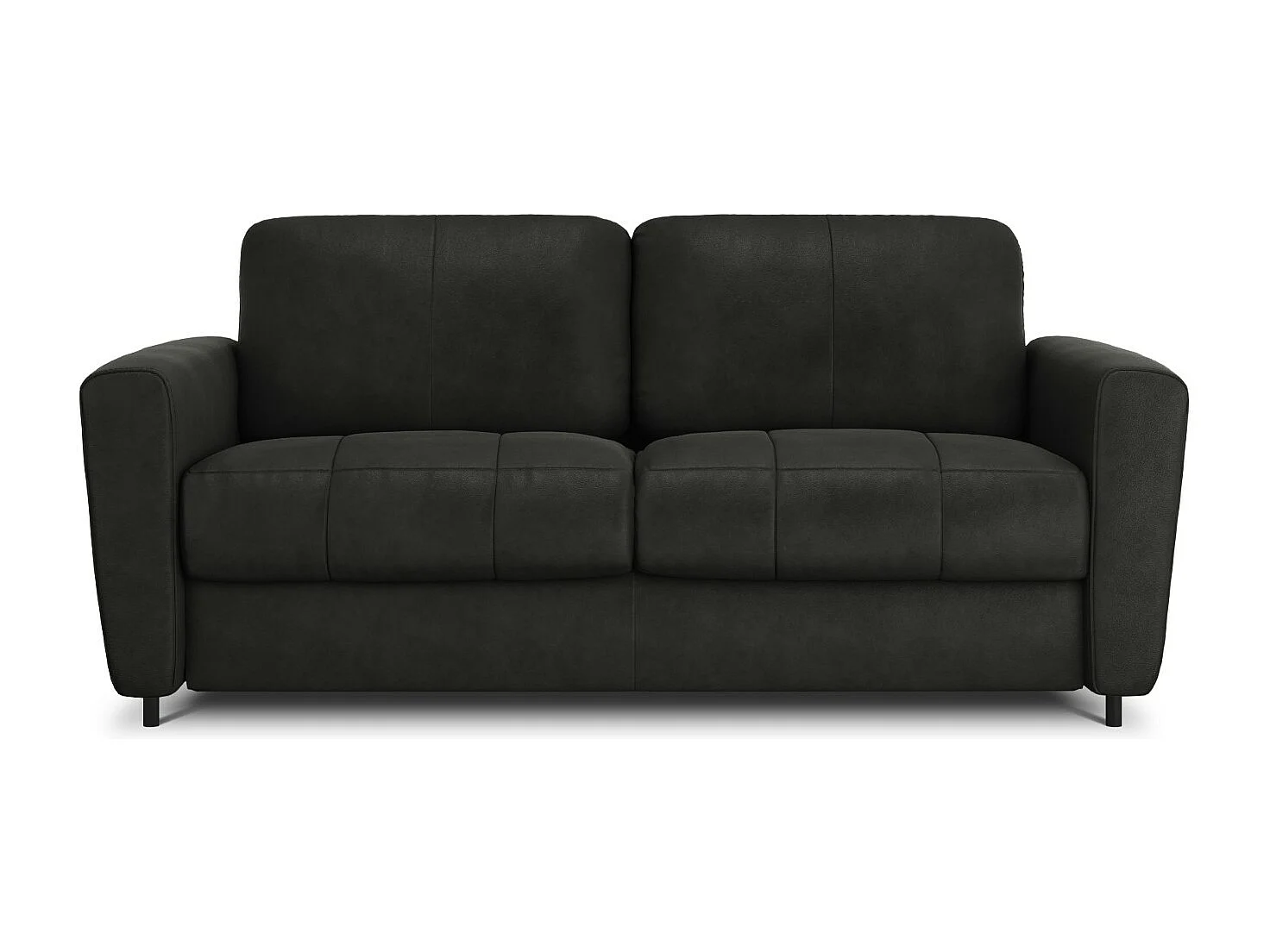 CXL by Christian Lacroix - Canapé convertible "Audra" 3 places en cuir véritable noir - 192x101x88cm