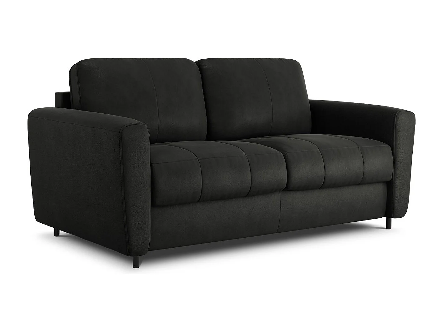 CXL by Christian Lacroix - Canapé convertible "Audra" 3 places en cuir véritable noir - 192x101x88cm