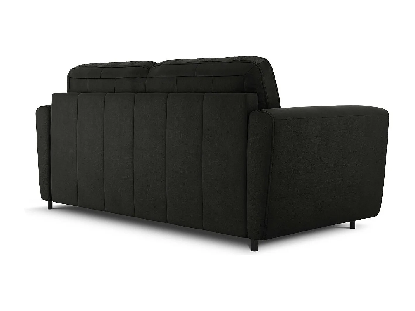 CXL by Christian Lacroix - Canapé convertible "Audra" 3 places en cuir véritable noir - 192x101x88cm