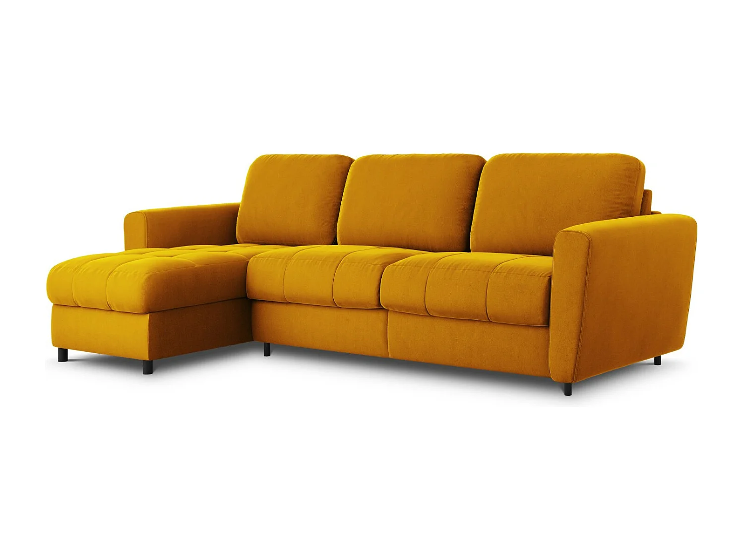 CXL by Christian Lacroix - Uitklapbare hoekbank links met opbergdoos "Audra" 5 zitplaatsen, Flueel, GEEL - 290x170x88cm