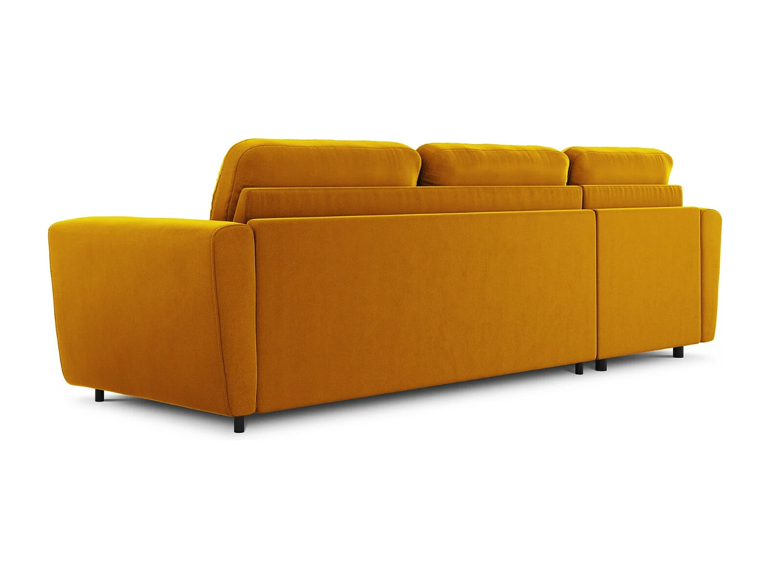 CXL by Christian Lacroix - Uitklapbare hoekbank links met opbergdoos "Audra" 5 zitplaatsen, Flueel, GEEL - 290x170x88cm