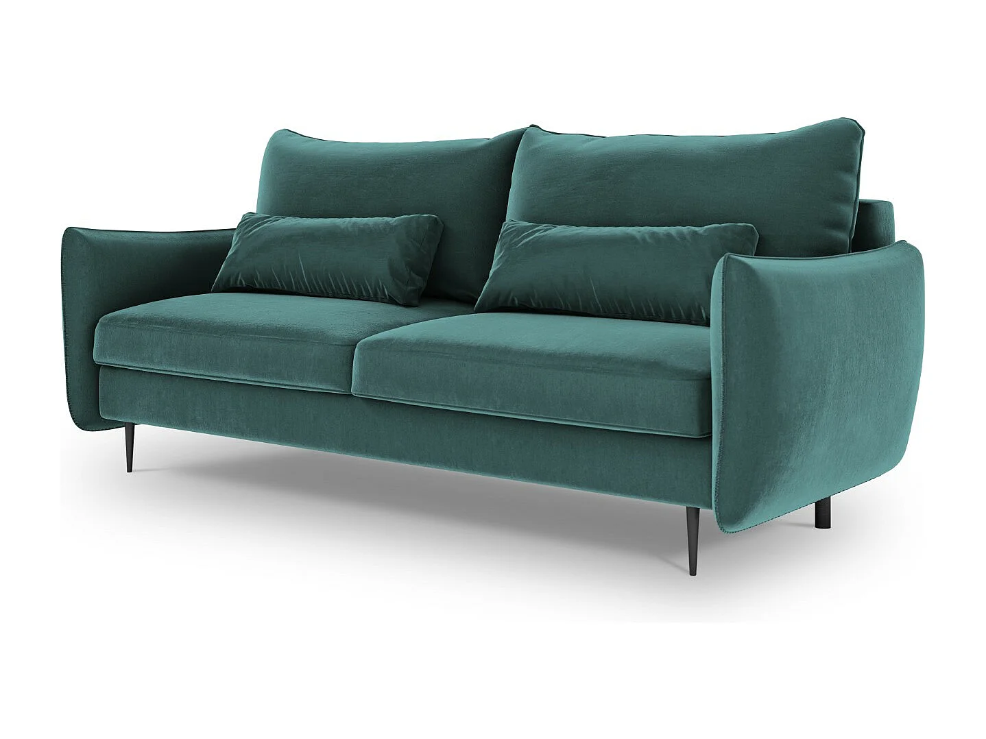 Cosmopolitan Design - Canapé convertible avec coffre de rangement "Vermont" 3 places en velours pétrole - 222x105x90cm