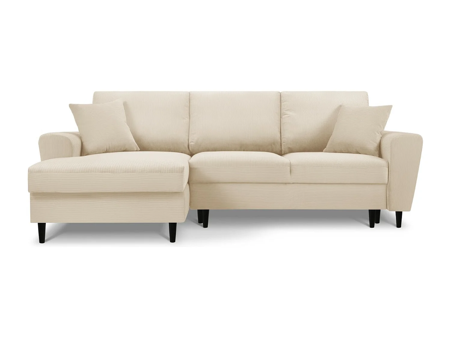 Cosmopolitan Design - Narożnik lewy rozkładany ze schowkiem, "Kyoto" 4 miejsca sztruks, beż - 241x145x88cm